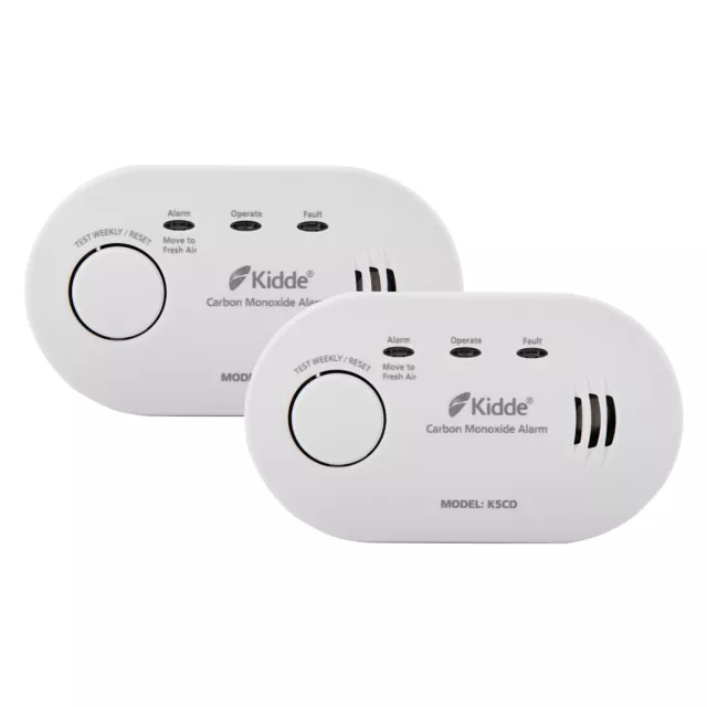 Kidde 5CO Twin Pack - 10 Year Life LED Carbon Monoxide Detector / CO Alarm