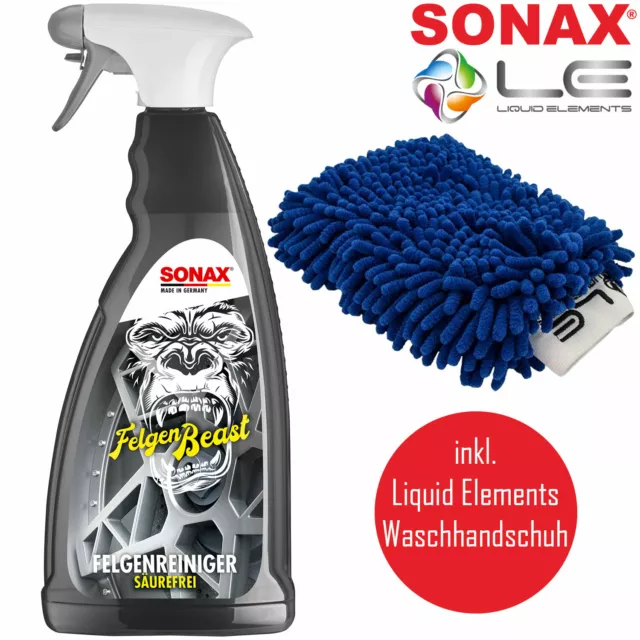 Sonax Felgenreiniger Felgenbeast Säurefrei 1L mit Liquid Elements Waschhandschuh