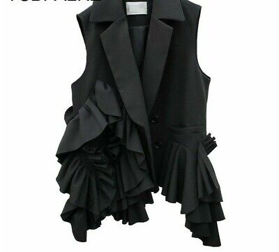 Spring New Outerwear Layers Ruffles Design Fashionable Loose Fashion Blazer Vest