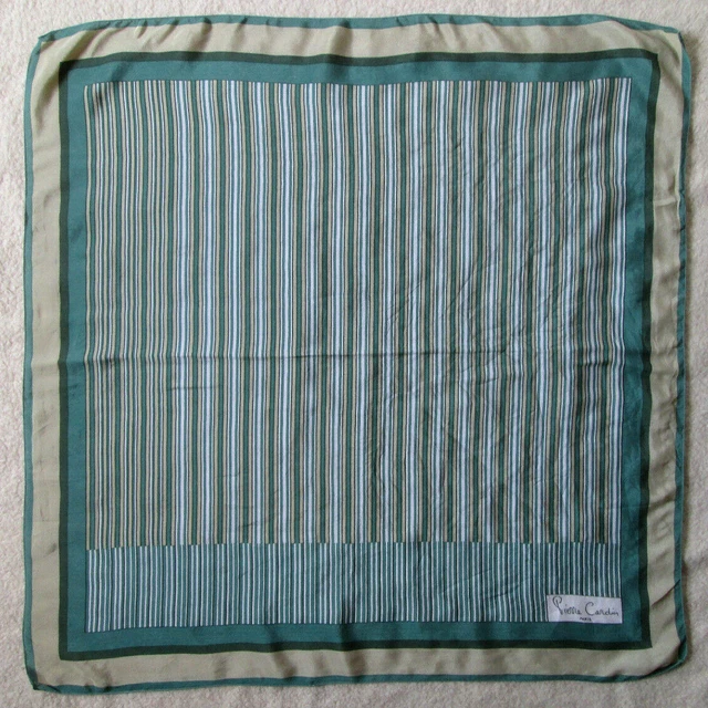 Foulard Carré Vintage PIERRE BALMAIN En Soie Mousseline - 83x85 Cm, Vert