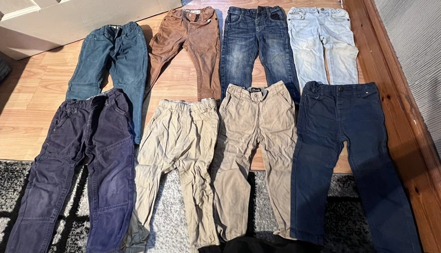 Pacchetto abbigliamento jeans bambini pantaloni pantaloni taglia 3-18 mesi in perfette condizioni 8 articoli