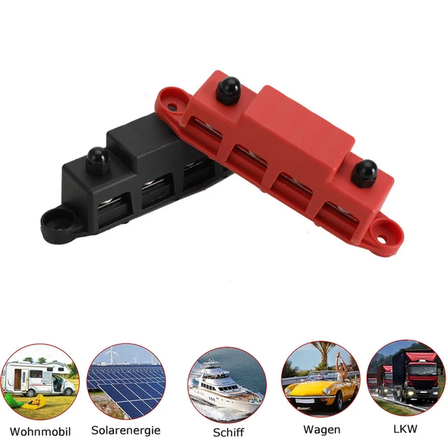 EMagTech M10 Doppelbolzen-Sammelschienen – 250A, 48V, Rot & Schwarz Für Auto, Boot & Solar