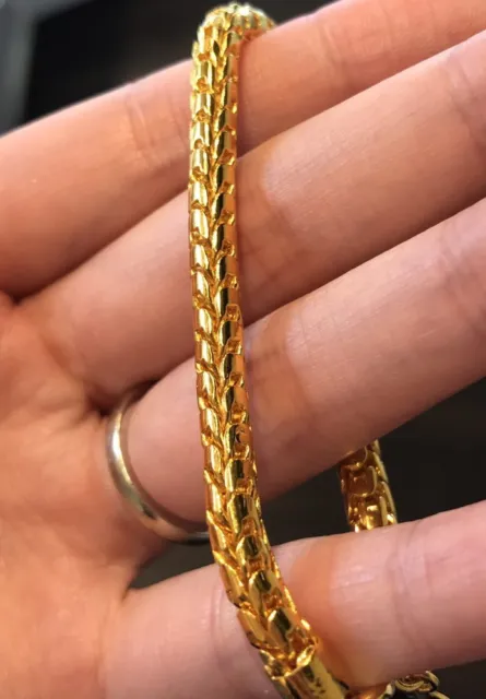 Double Dragon Head Clasp Long Dragon Scale 24K Gold Link Chain Necklace