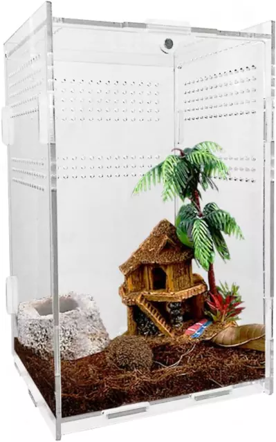 Acrylic Reptile Terrarium, Transparent Reptile Tank Habitat Terrariums Mini Encl