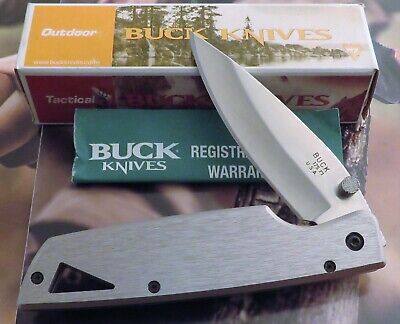 Buck USA Lightning HTA 2 Liner Locking Knife 2001 Issue Brushed Aluminum MIB! NR