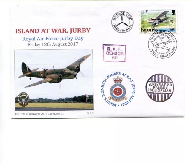 Isle of Man Railway cover, 2017,Islane at War, Jurby, Royal Air Force Jurby Day