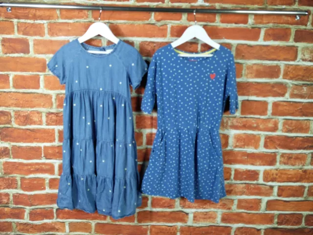 Girls Bundle Age 6-7 Years Next John Lewis T-Shirt Dress Blue Flower Heart 122Cm