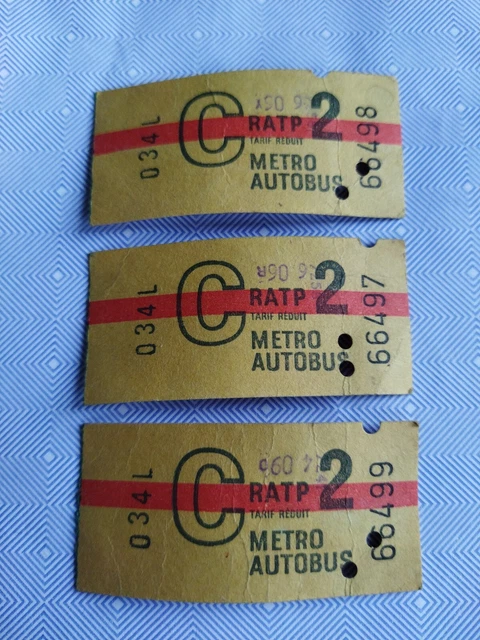 ANCIEN TICKET METRO rer autobus RATP section urbaine TARIF REDUIT