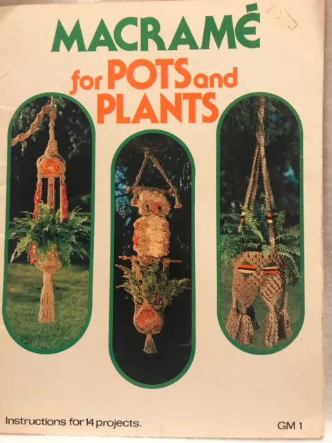 MACRAME POTS PLANTS Decorator Designs Patterns Wall Hangers Plant Lamp Owl 1977