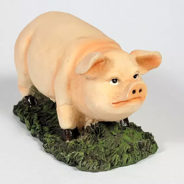Vintage Pink Resin Pig Figurine - Sow, Fat, Domestic, Farm Animals, 2.5"x5"x2.5"