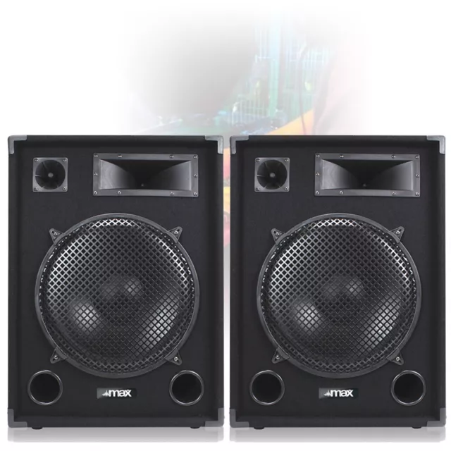 Pair MAX 15" DJ PA DISCO PARTY BAND Mega LOUD BASS 2000w Peak Speakers SSC2790