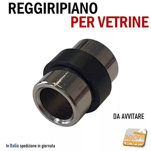 50Pz REGGIRIPIANO (PERNO) PER VETRINE E RIPIANI CON GOMMA DIAM.12X18 REGGIVETRO 3