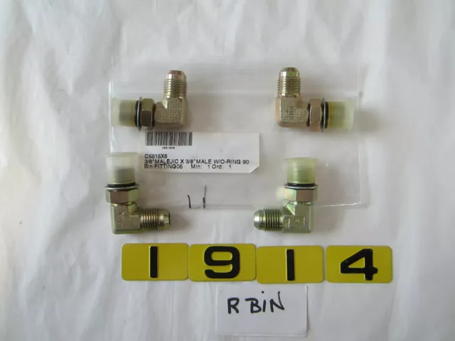 EATON C5515X6 3/8" MALE JIC x 3/8" MALE FITTING W/O-RING 90 DEGREE     LOT OF 4