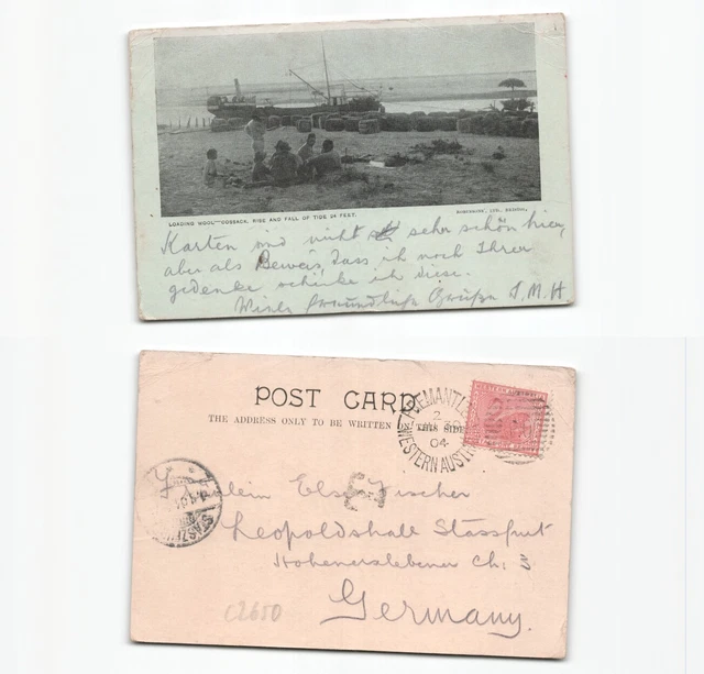 (c2650)   Ansichtskarte Freemantle Western Australia 1904 nach Stassfurt