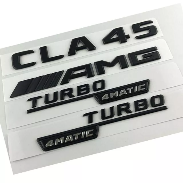 Schwarz Glanz CLA45 AMG TURBO 4MATIC Car Emblems Abzeichen für Mercedes Benz 3