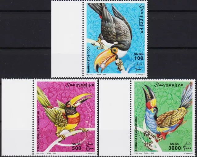 Somalia 2003 Birds Toucan Wildlife Nature Toucans Conservation 3v set MNH