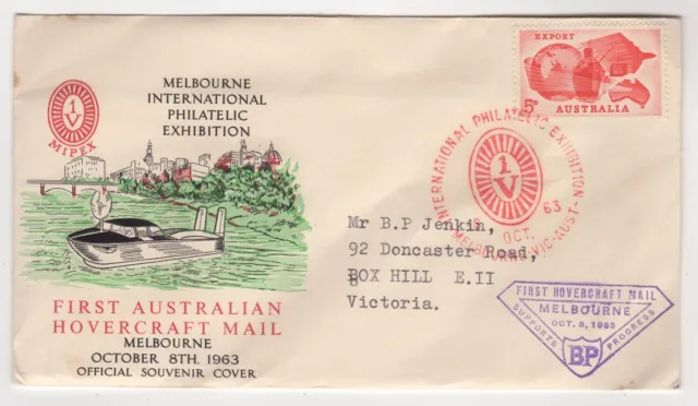 1963 Oct 8th. First Hovercraft Mail. MIPEX Souvenir Cover. AAMC H1.