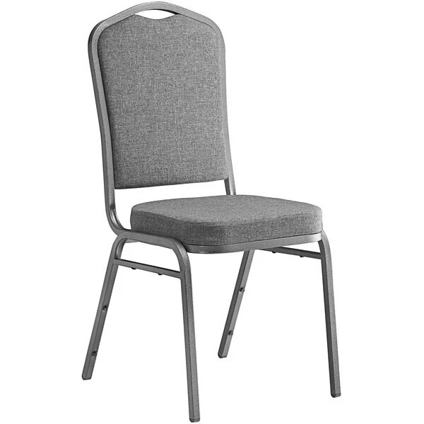 Lancaster Table & Seating Gray Fabric Crown Back Stackable Banquet Chair - 42ct