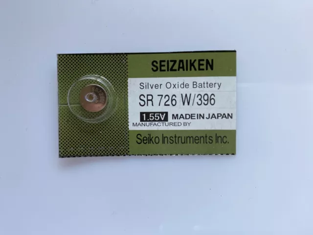 1x Seizaiken SR726W 396 Silver Oxide Watch Battery made in Japan By Seiko