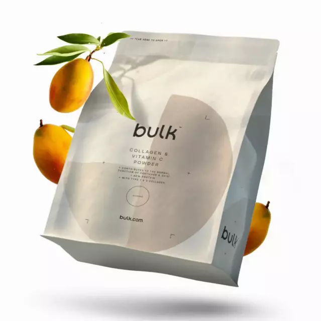 Bulk Kollagen und Vitamin C Pulver, Mango, 500 g, 33 Portionen
