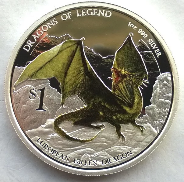 Tuvalu 2013 Dragon of Legend Dollar 1oz Silver Coin,Proof