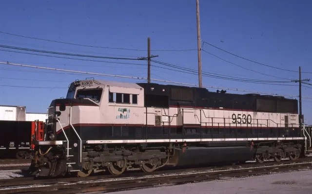 BN BURLINGTON NORTHERN Railroad Train Locomotive N KANSAS CITY MO Photo Slide