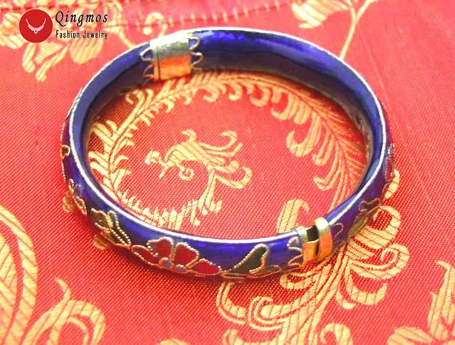 70mm Blue Cloisonne Enamel Bangle Cuff Handwork Bracelet for Women Jewelry B122 2