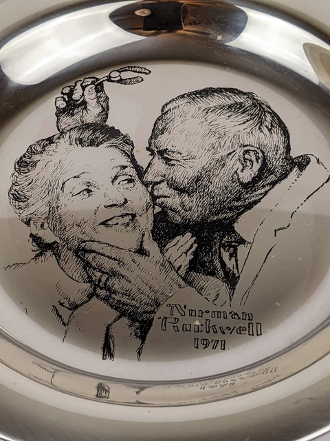 Norman Rockwell Solid STERLING SILVER 8" Christmas Plate UNDER THE MISTLETOE