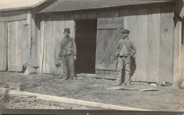 Fredericktown Ohio~Amos Farm~Two Men by Open Barn Door~c1918 Real Photo~RPPC