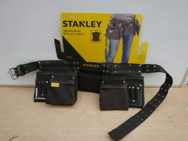 Stanley Leather Multi Pocket Pouch Tool Belt Apron & Hammer Loop Stst1 80113