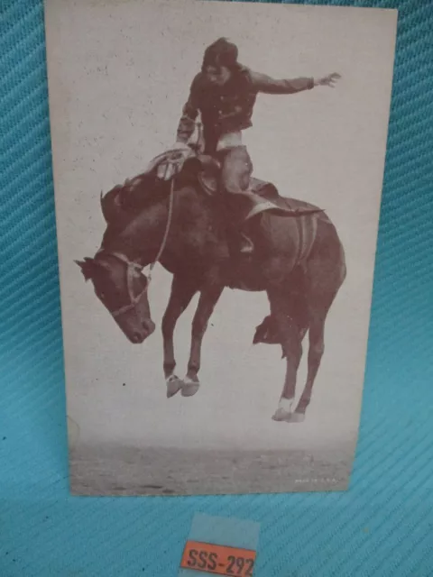 Vintage PostCard  Aged Condition Cowboy Riding Wild Horse SSS-292