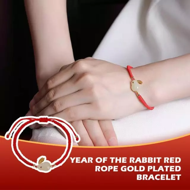 Lucky Women Year of the Rabbit Pendant Bracelet Red NEW Jewelry 2023 Rope E1A8