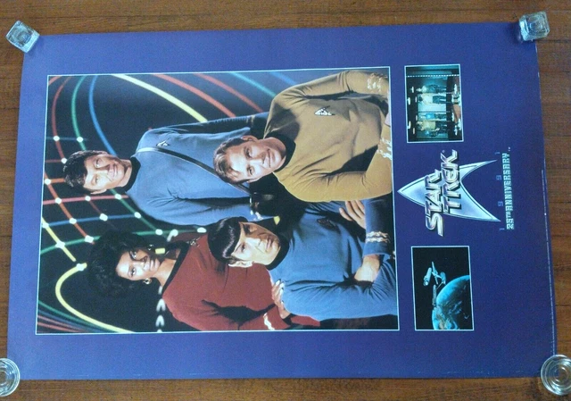 STAR TREK 1991 25th Anniversary Spock Captain Kirk McCoy Uhura Poster ...