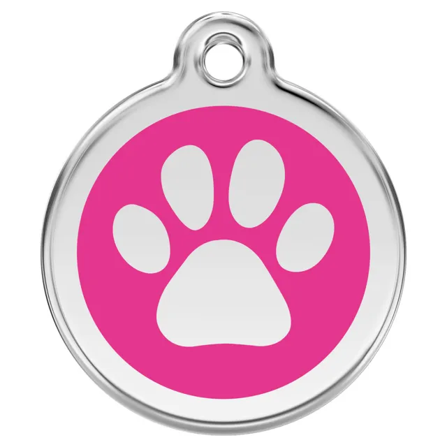 RedDingo Médaille pour Chiens Individuelle Gravure Empreinte de Pattes Hot Pink