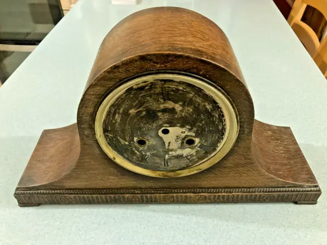 Vintage Wooden Napoleon Hat Empty Mantle Clock Case L 42cm H 24cm W 12cm