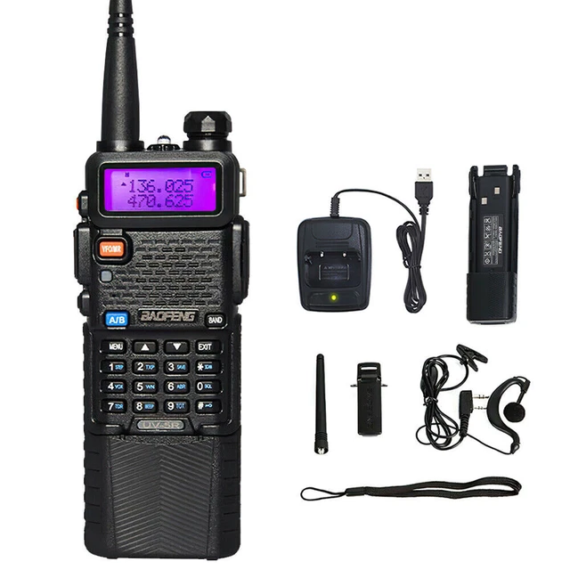 UK Baofeng UV-5R Walkie Talkie UHF/VHF Dual Band Two-Way Radio with Headsets