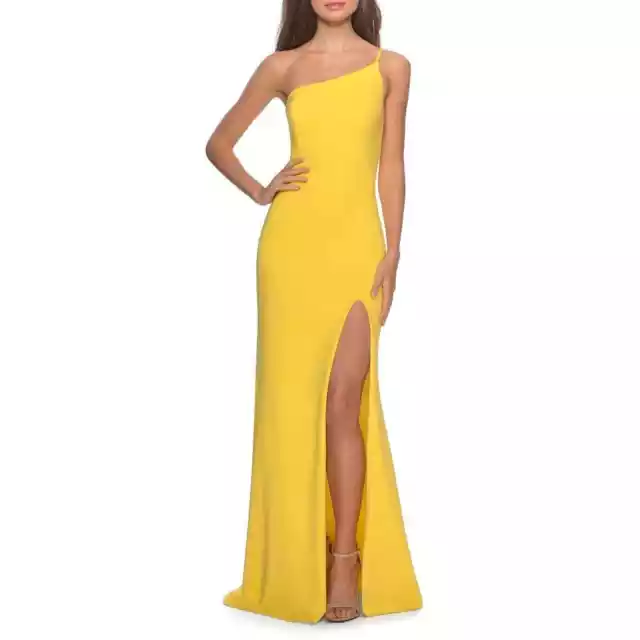 La Femme NWOT 28176 One-Shoulder Jersey Gown Yellow Size 2 2