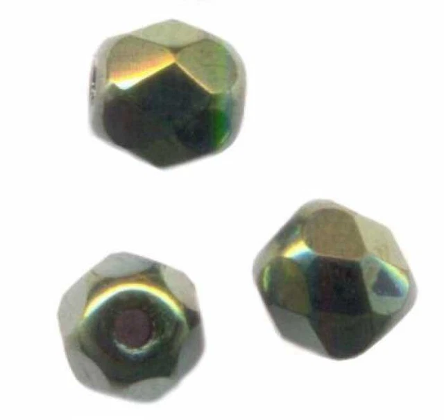 200  PERLES FACETTES DE BOHEME 4mm Metallic Green