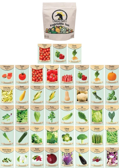 Set of 43 Assorted Vegetable & Herb Seed Packets - Over 10,000 Seeds! - Inclu...