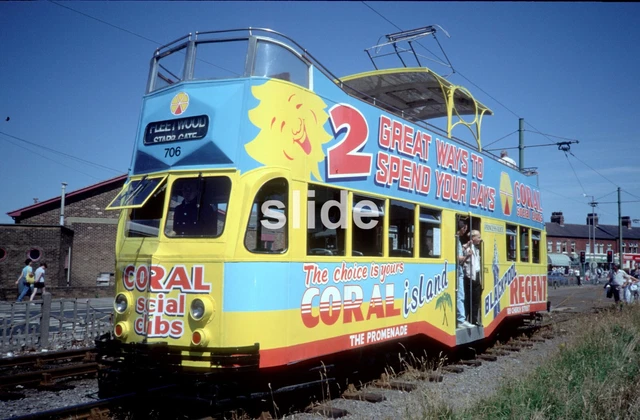 Blackpool Balloon Tram 706 Ash St Fleetwood 1989 Original Slide+Copyright