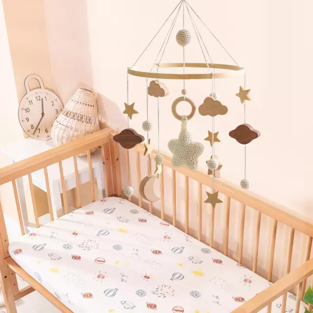 Wooden Baby Crib Mobile Toy, Hanging Cot Rotary Mobile Wind Bell Toy Newborn