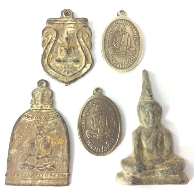 Rare 5 Coins Pendant Thai Amulet Ancient Coin Lucky Magic Holy Power Talisman d5
