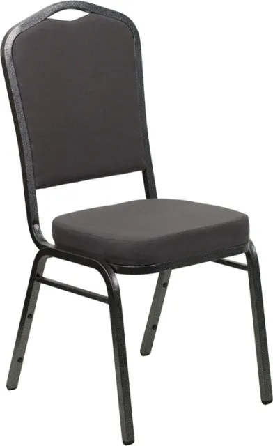 10 PACK Banquet Chair Gray Fabric Restaurant Chair Crown Back Stacking Chair