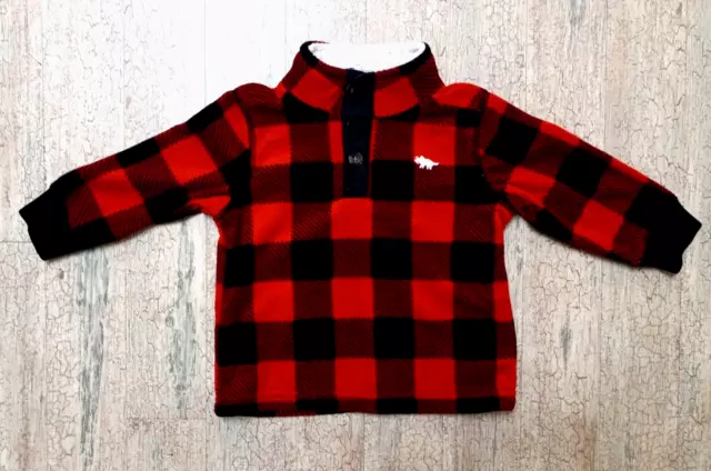 Carters Toddler Boys 9 Months 9M Red Plaid Fleece Jacket