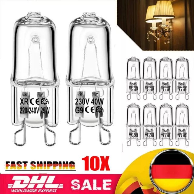 10er G9 Halogen Birne 25W/40W/60W 220V Warmweiß Leuchtmittel G9 Stiftsockellampe