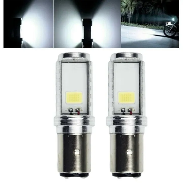 2x BA20D H6 S2 Motorrad LED Scheinwerferlampen Hi/Low Beam Conversion White Bulb