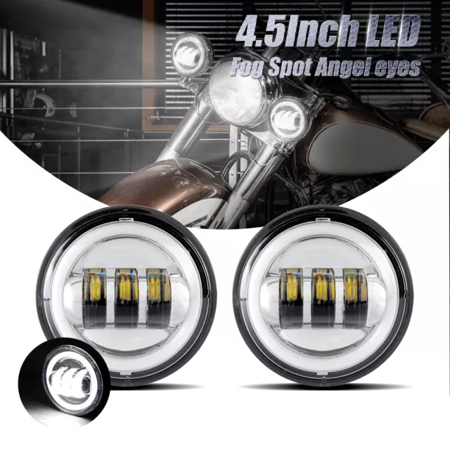 2X 4.5" Inch LED Headlight Passing Fog Spot Driving Lights For Harley Motorcycle