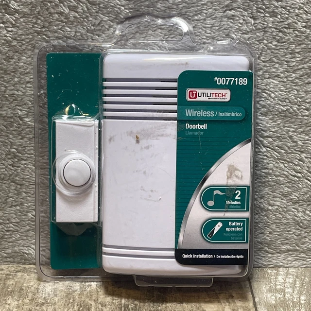 Kit de plástico blanco de 2 notas con timbre inalámbrico Utilitech - 1 paquete
