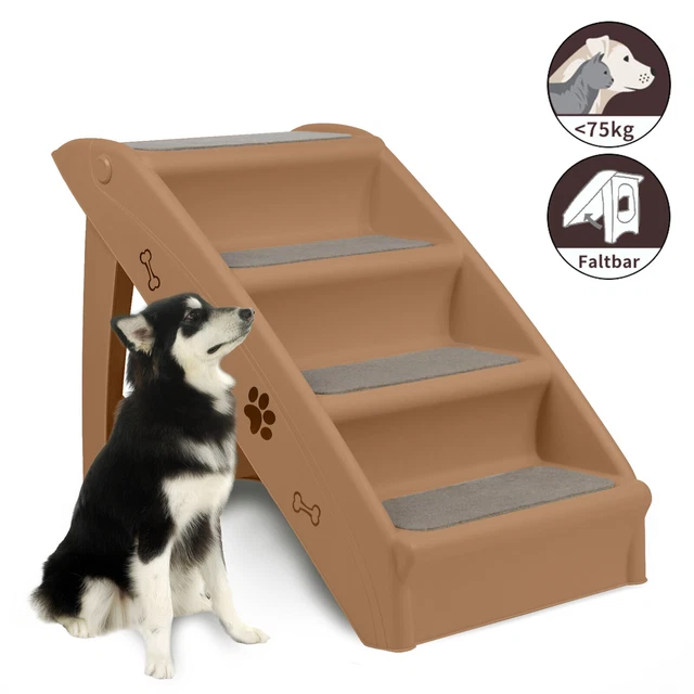 Klappbar Hundetreppe Haustiertreppe 4 Step Anti-Rutsch Katzentreppe Steighilfe