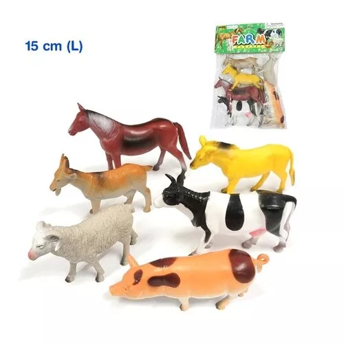 6 PCS Farm ANIMALS TOY SET FIGURINES Pretend Play KIDS CHILDREN PRSECHOOL